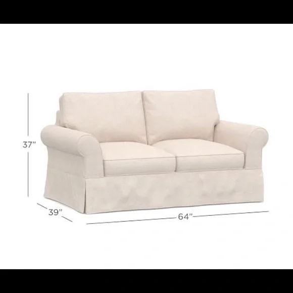 67” CUSTOM SLIP COVER FOR POTTERY BARN COMFORT ROLL LOVE SEAT from COMFORT  WORKS